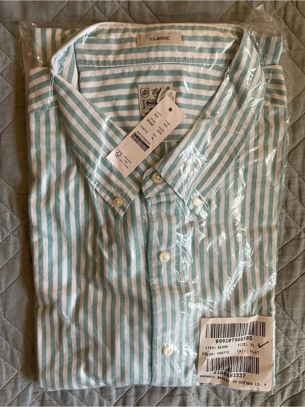 J. Crew Broken-in organic cotton oxford shirt in Dave Sea White XL NWT $98 BE996